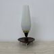 Vintage tripod teak base with opaline glass shade table lamp , 1950s