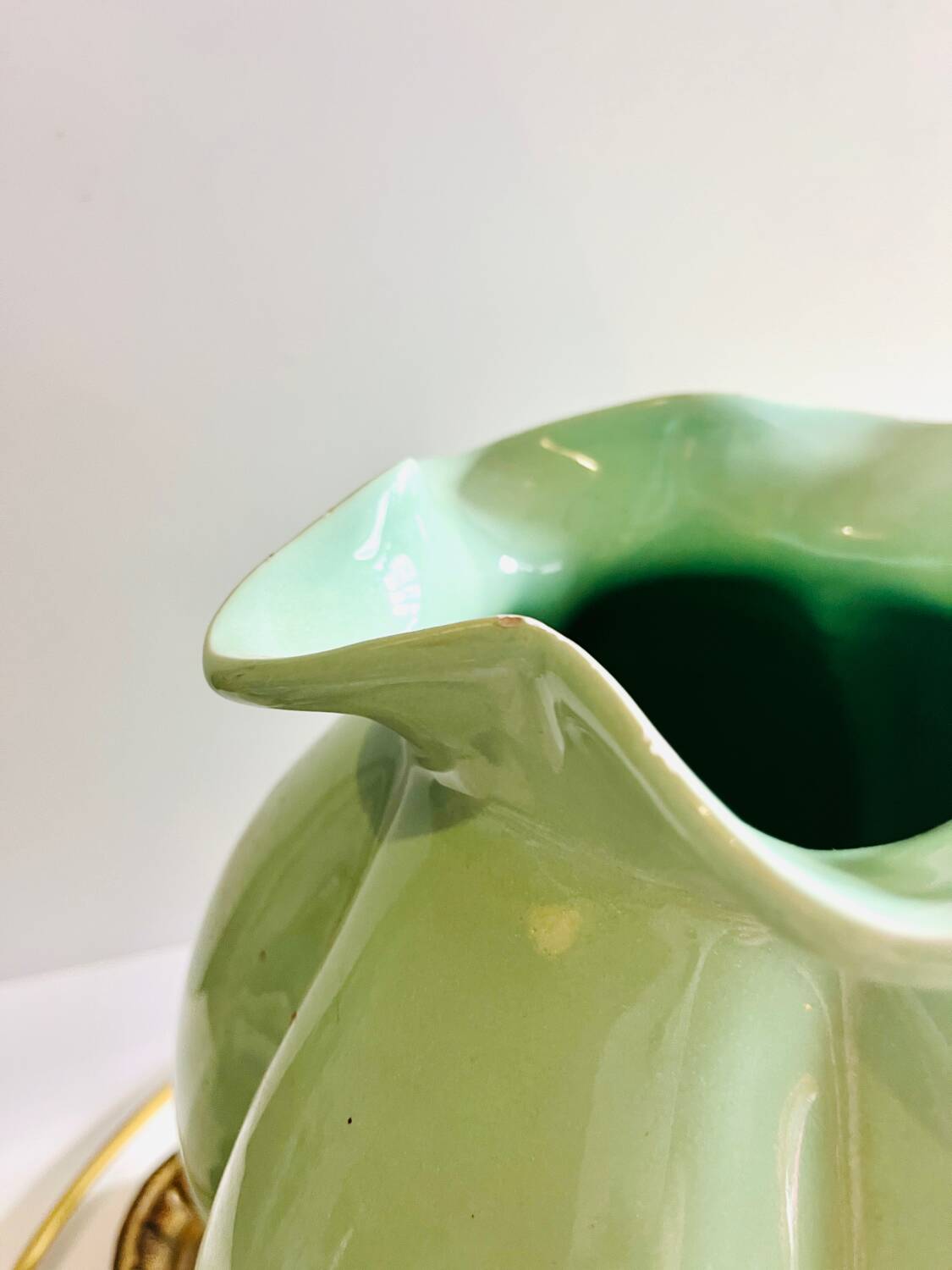 Vintage turquoise flower shaped vase.