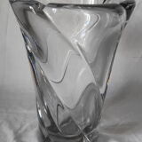 Vase Daum en cristal moulé ,années 60