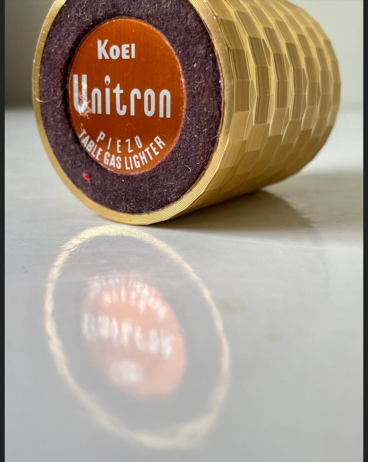 Vintage KOEI  Japan  Gilded Metal Unitron Table lighter