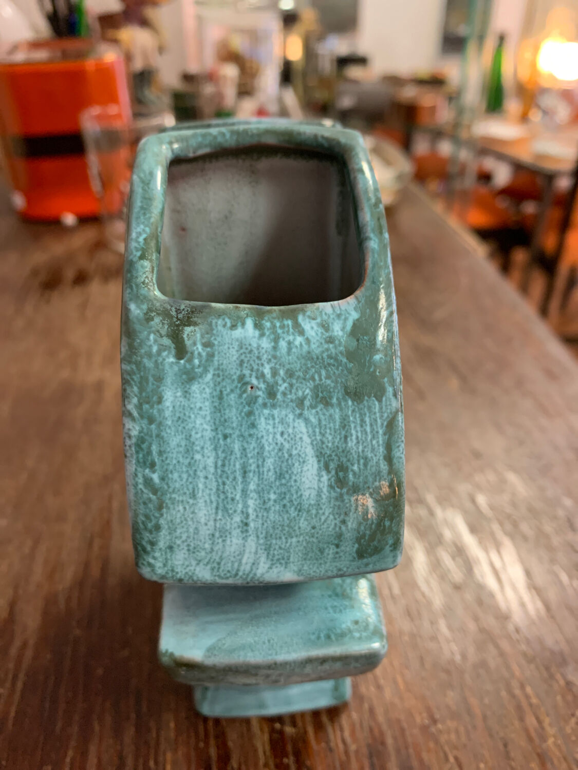 Glazed ceramic vase signed Mat