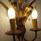Sheaf of wheat wall lamp in gilded and patinated iron, signed lotti roberto snc.