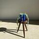 Brown solid wood stool seated circular dug