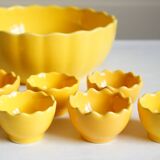 Set de saladier & 6 coquetiers jaune d 'or Afibel