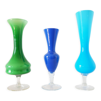 Set of 3 opaline vases