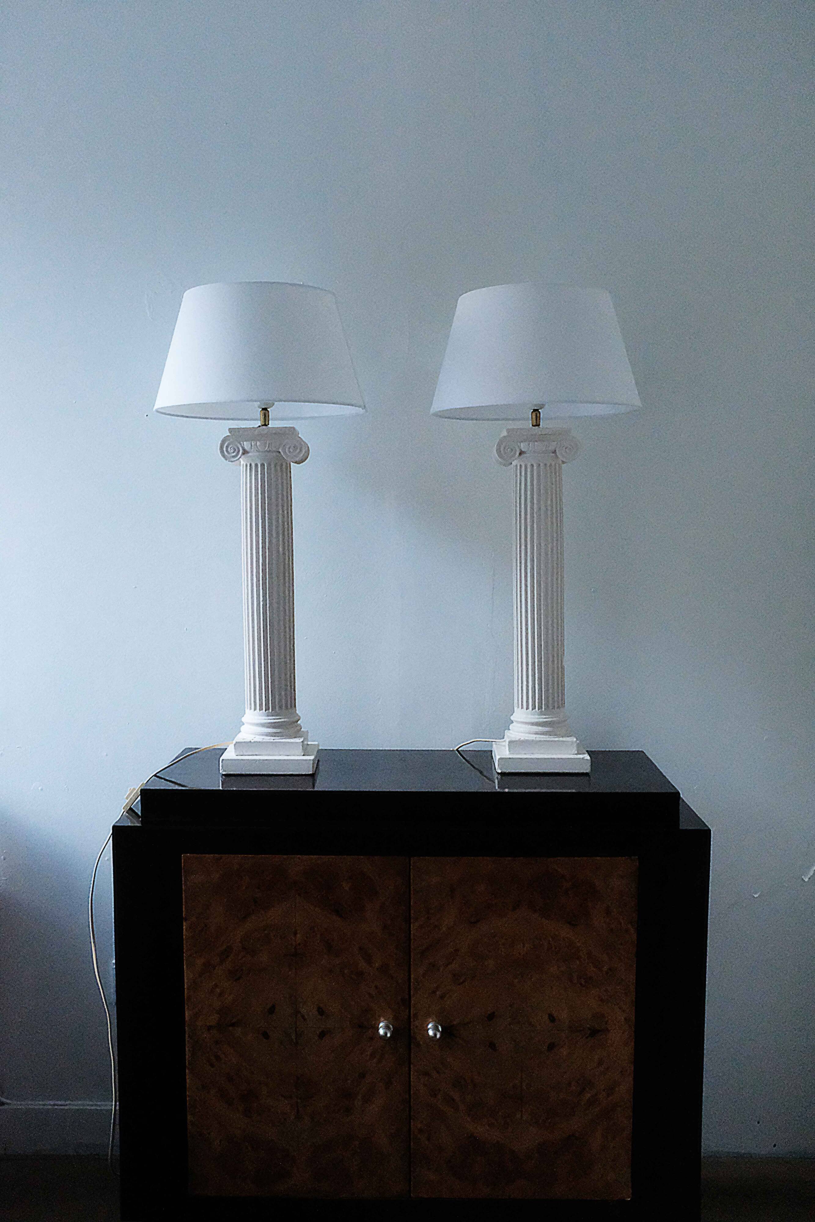 Pair of vintage antique column lamps