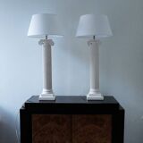 Pair of vintage antique column lamps