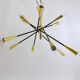 Lustre Sputnik articulé noir et laiton style Stilnovo, Italie, 1950