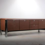 No. 3076 credenza extension in Vitello leather from the Pfister Executive Office Collection for KnollStudio. Circa 1988