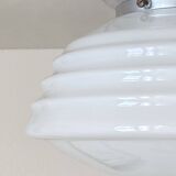 Round ceiling light, white opaline glass, antique lighting fixture
