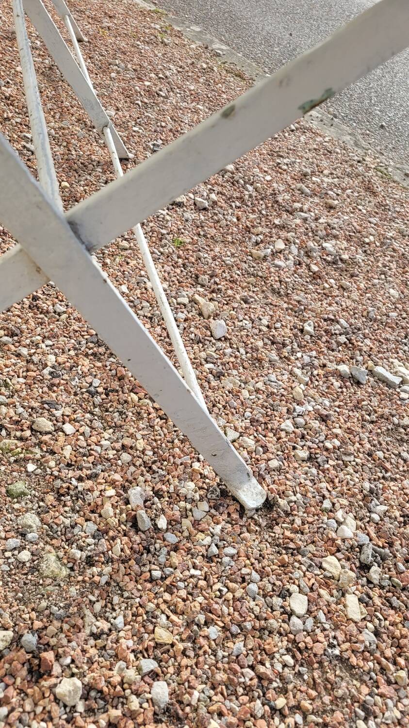 Folding garden bench in iron and old wood - 1950s