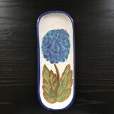 Stoneware dish with hydrangea decoration signed