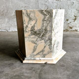 Vintage hexagonal pink and grey marble coffee table, 1980s