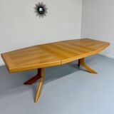 Antique octagonal solid wood extendable table, Girsberger design