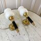 Pair of opaline and golden brass wall lamps art deco style 30s