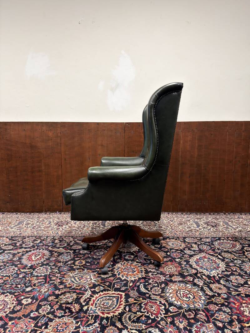 Large English Chesterfield Desk Chair Green