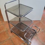 Serving base chrome smoked glass 3 trays of the 60s / 70s