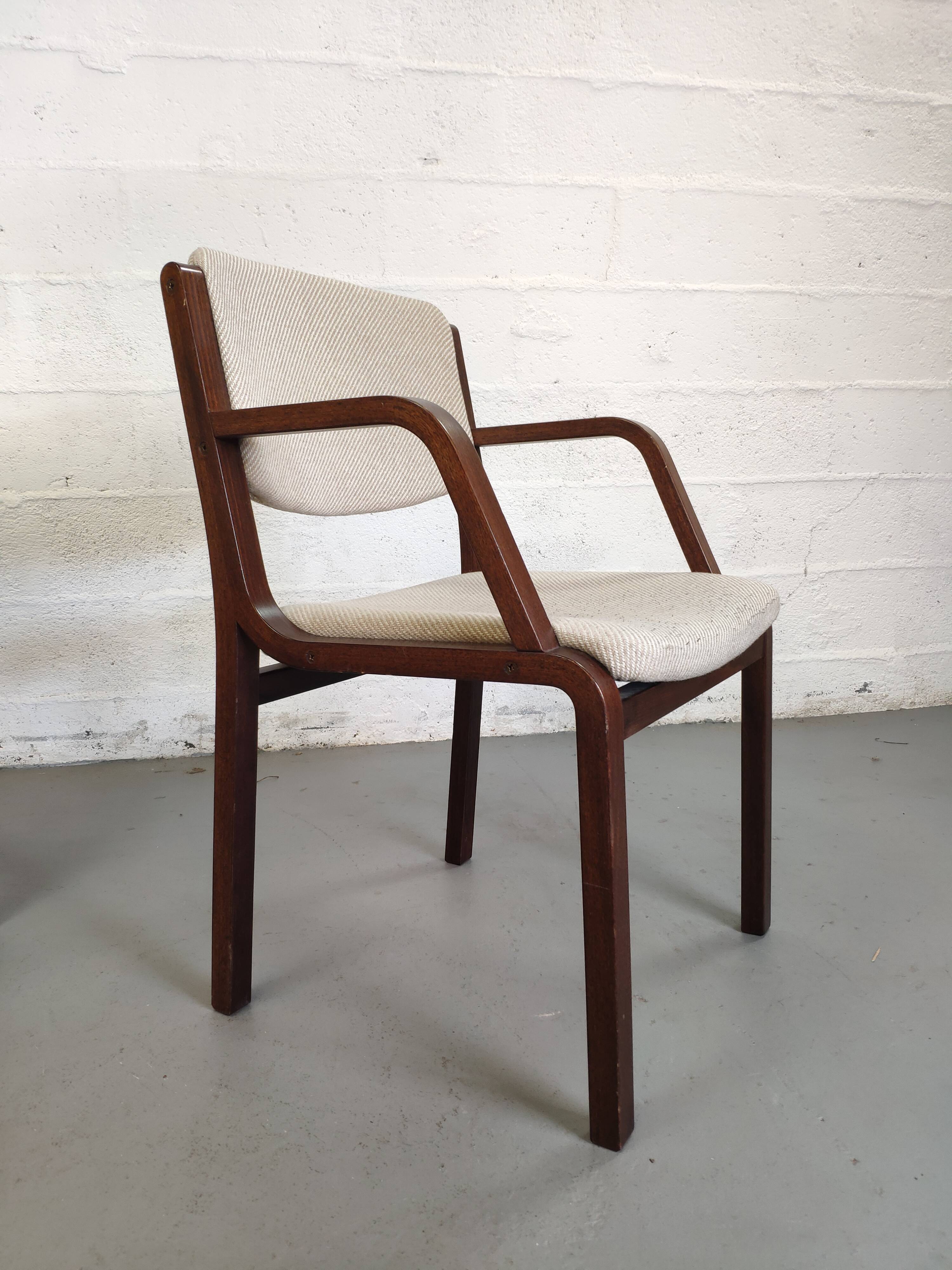 4 wooden and fabric chairs