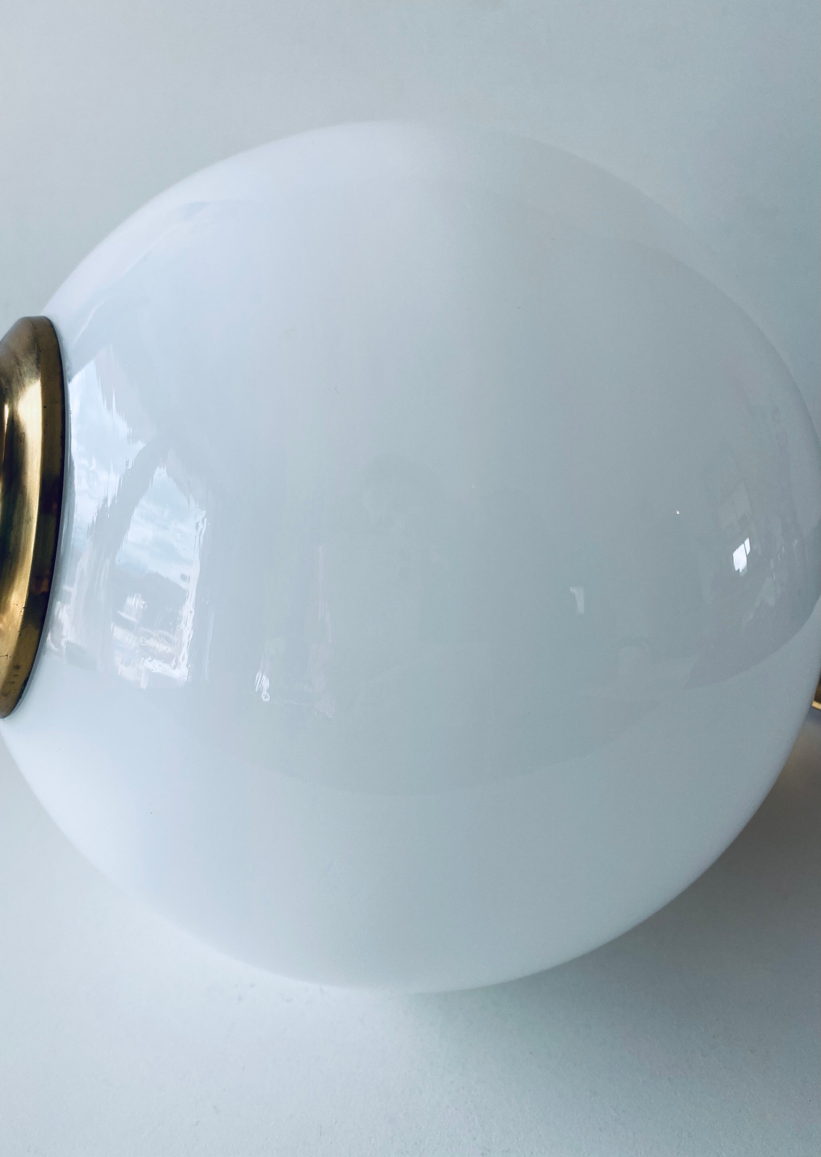 Opaline and brass globe luster