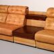Superbe ensemble de canapés modulaires en cuir cognac des années 1970.