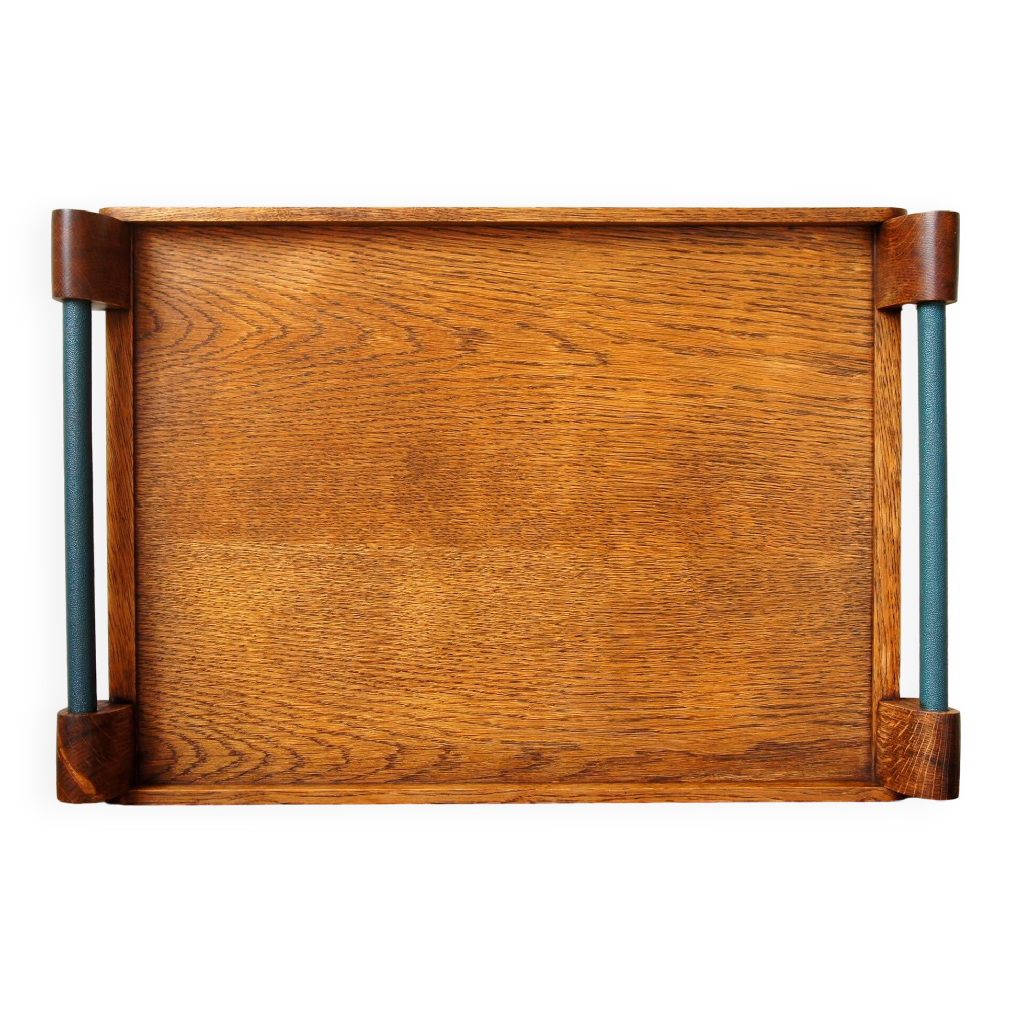 Oak & skai tray, circa 1940