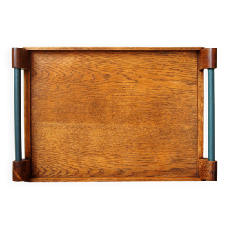 Oak & skai tray, circa 1940