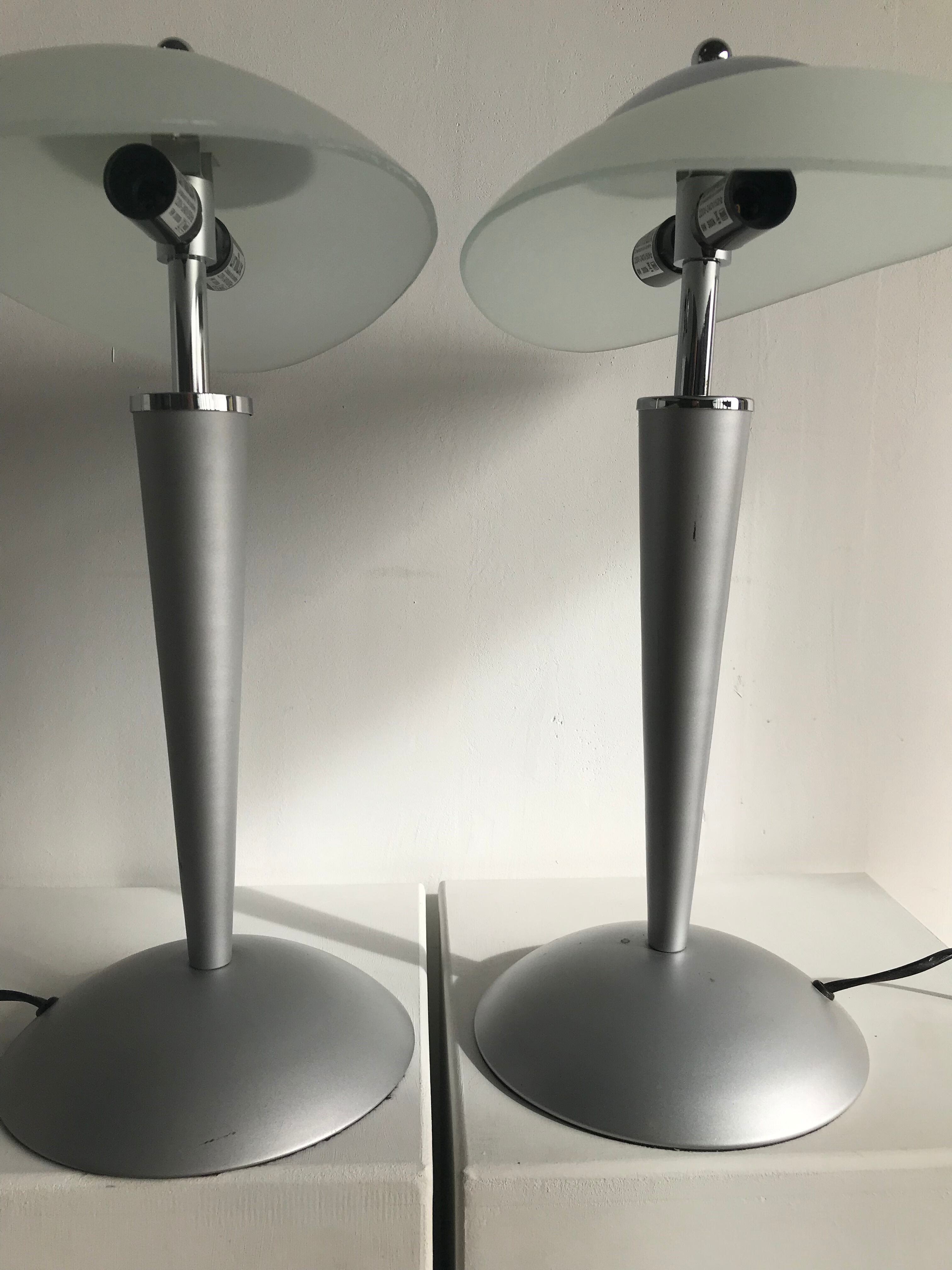 Gray lamp with oval frosted glass lampshade