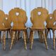 Set of 8 Vintage Tyrolean Heart Cutout Wooden Dining Chairs, Rustic Farmhou