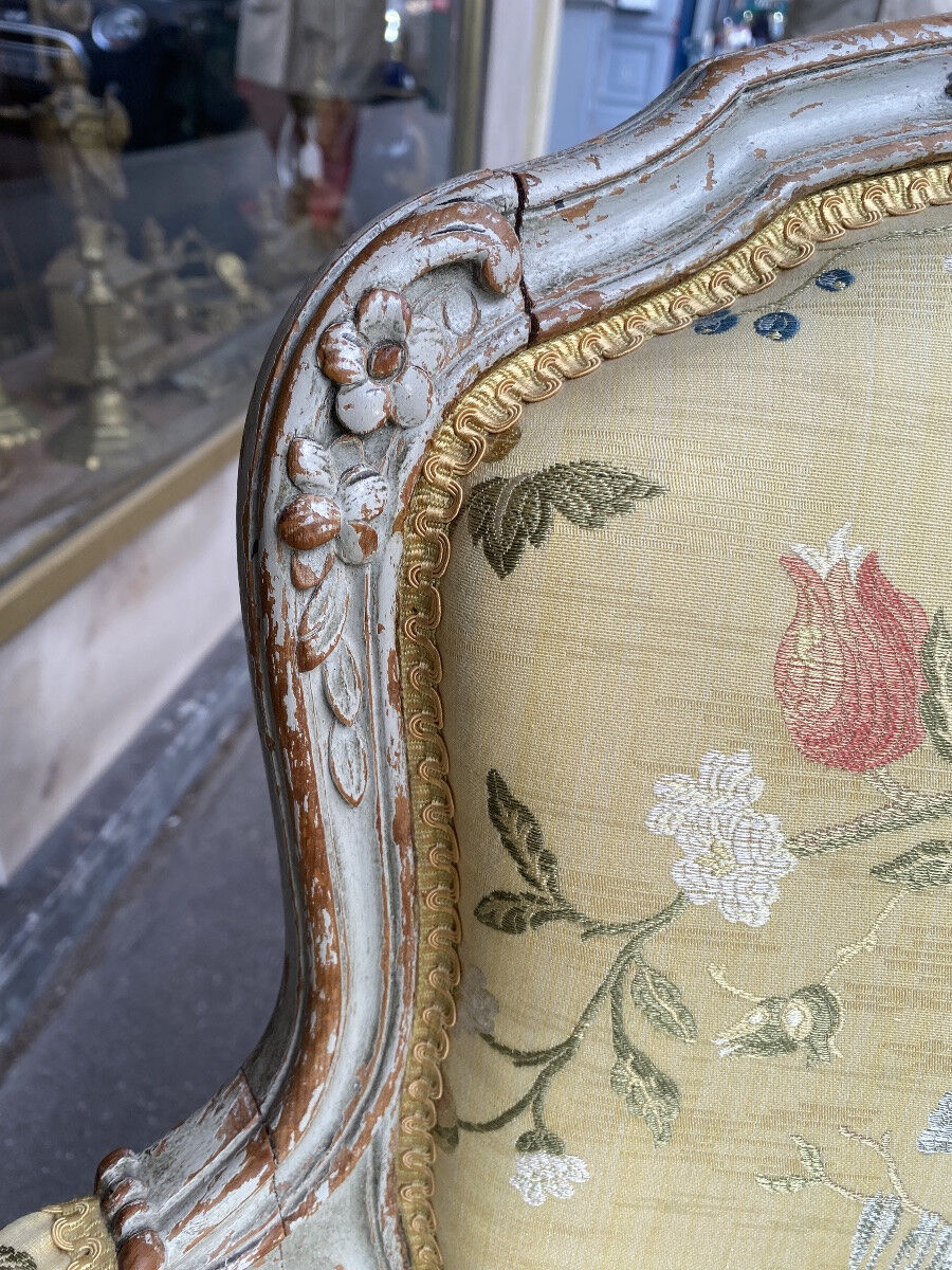 Pair of Louis XV style lacquered wood armchairs