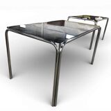 vintage chrome table with smoked glass