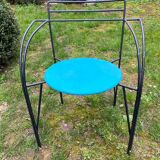 Fauteuil en métal laqué noir Lune d’Argent par Pascal Mourgue 1985