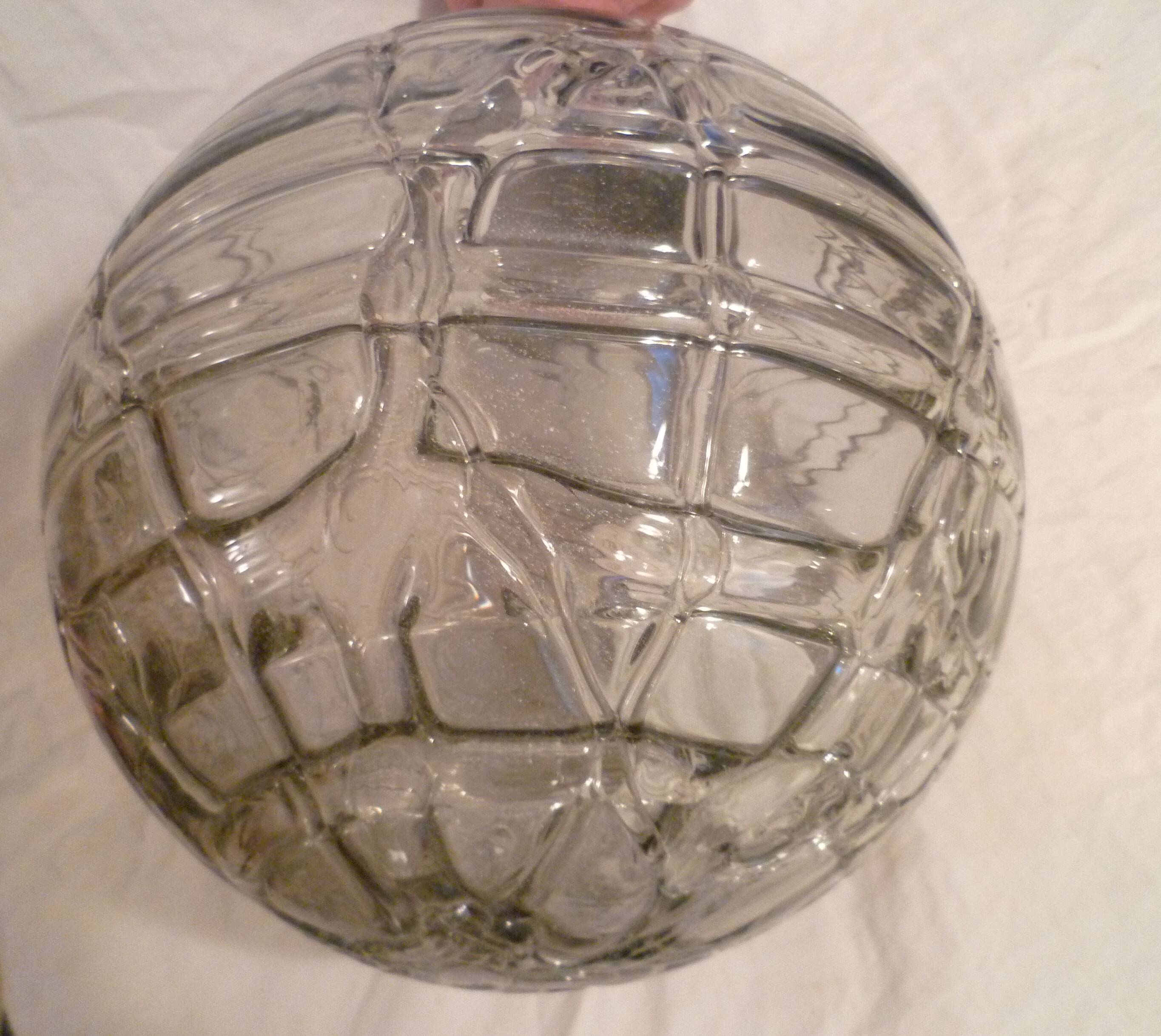 Set of 2 smoked glass ball suspensions by Doria Leuchten, Germany, 1970s.