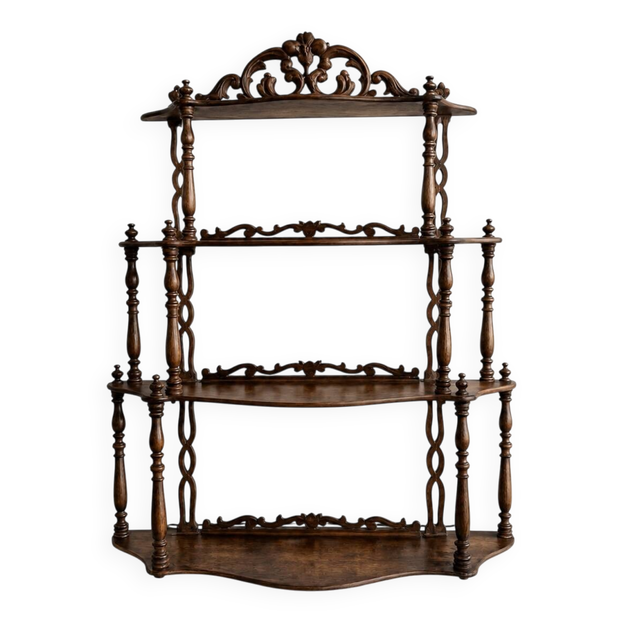 Large Napoleon III turned wood shelf, France 19th century