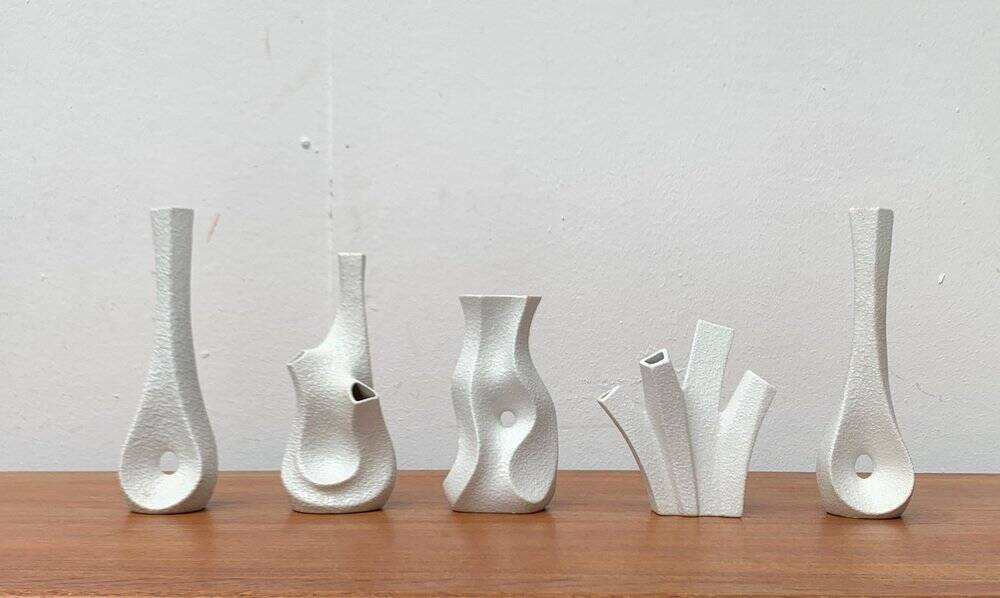 White sculptural vases by Peter Müller for Sgrafo Modern, 1960s, set of 6.
