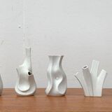 White sculptural vases by Peter Müller for Sgrafo Modern, 1960s, set of 6.
