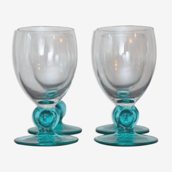 Lot de 4 verres à pied verts, made in france, by luminarc