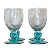 Set of 4 green stemmed glasses, made in france, by luminarc