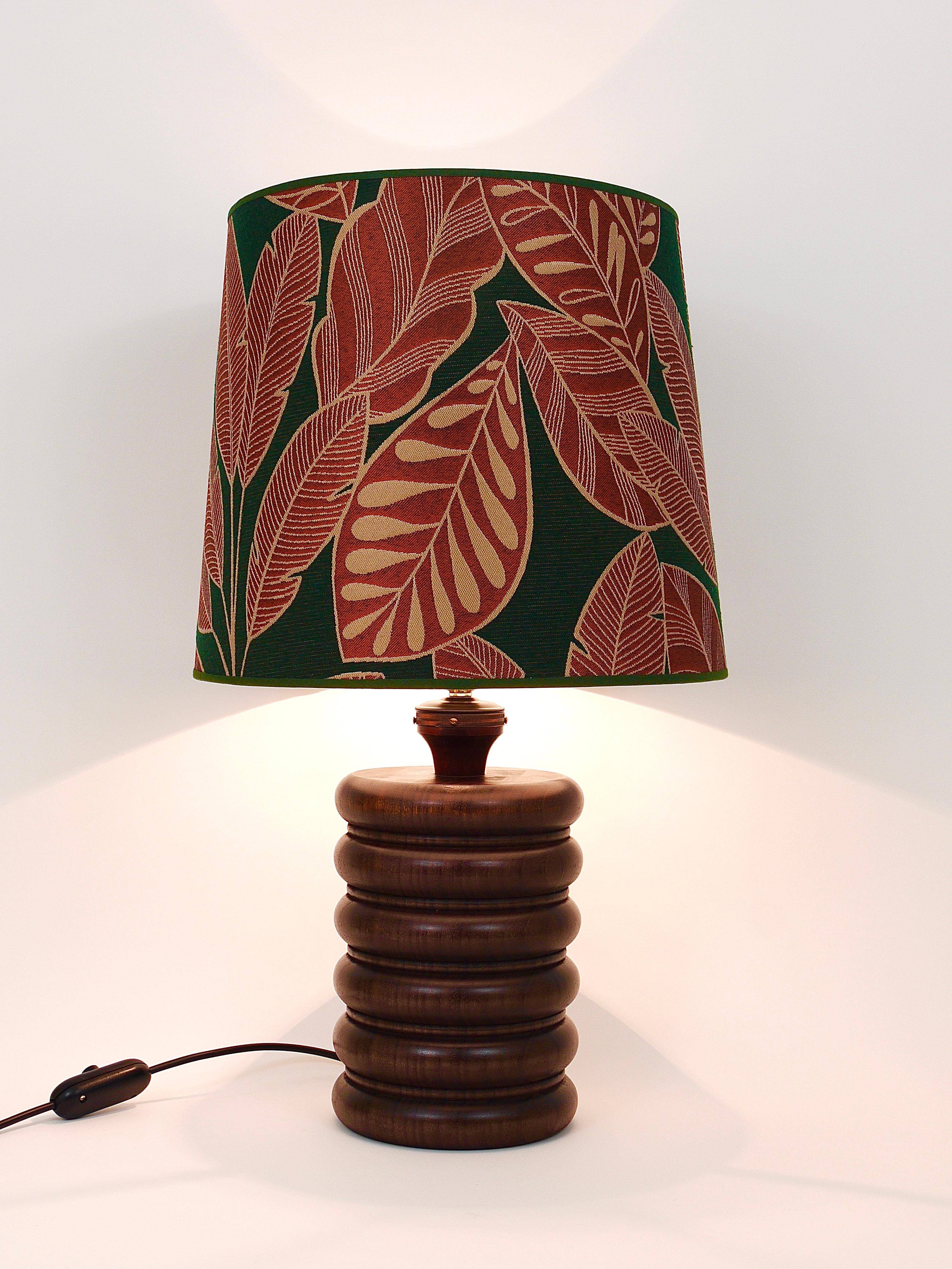 Mid-century table or accent lamp, turned wooden base, Sweden, 1970s