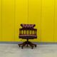 Chesterfield Revolving Captain's Chair with Red Leather Upholstery