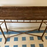 Old console in bamboo and woven rattan