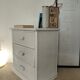 Vintage cane chest of drawers with 3 drawers - white patinated wood - seaside spirit