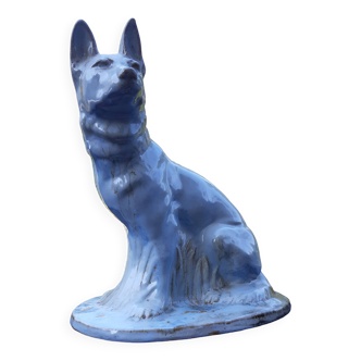 sculpture / ceramic. Art Deco. German Shepherd Dog - Moulin des Loups Earthenware Factory -