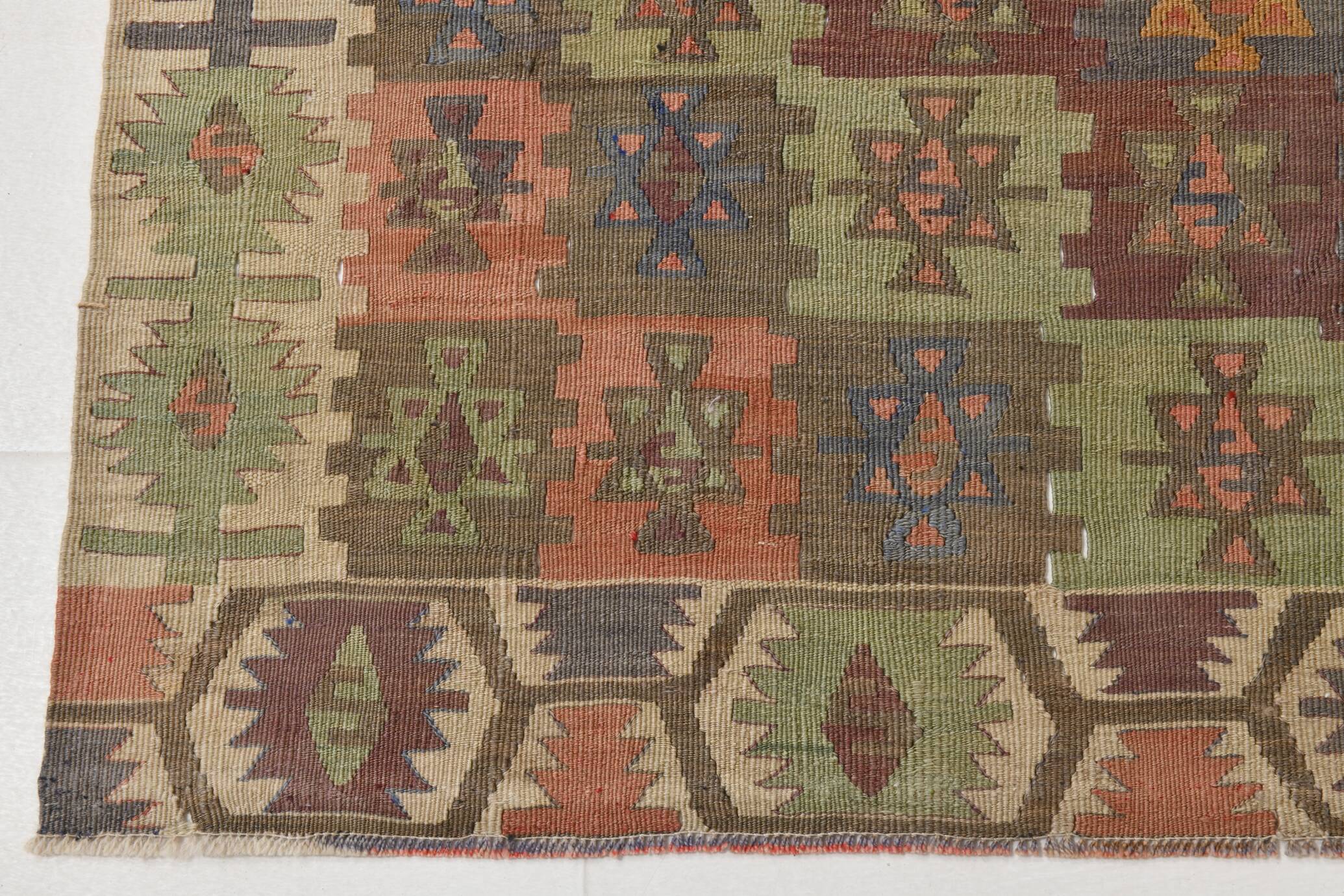 6x13 Rare Size Kilim Rug, Rugged Rug, 180x385Cm Antique Kilim Carpet