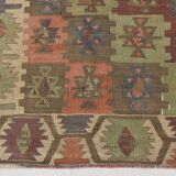 6x13 Rare Size Kilim Rug, Rugged Rug, 180x385Cm Antique Kilim Carpet