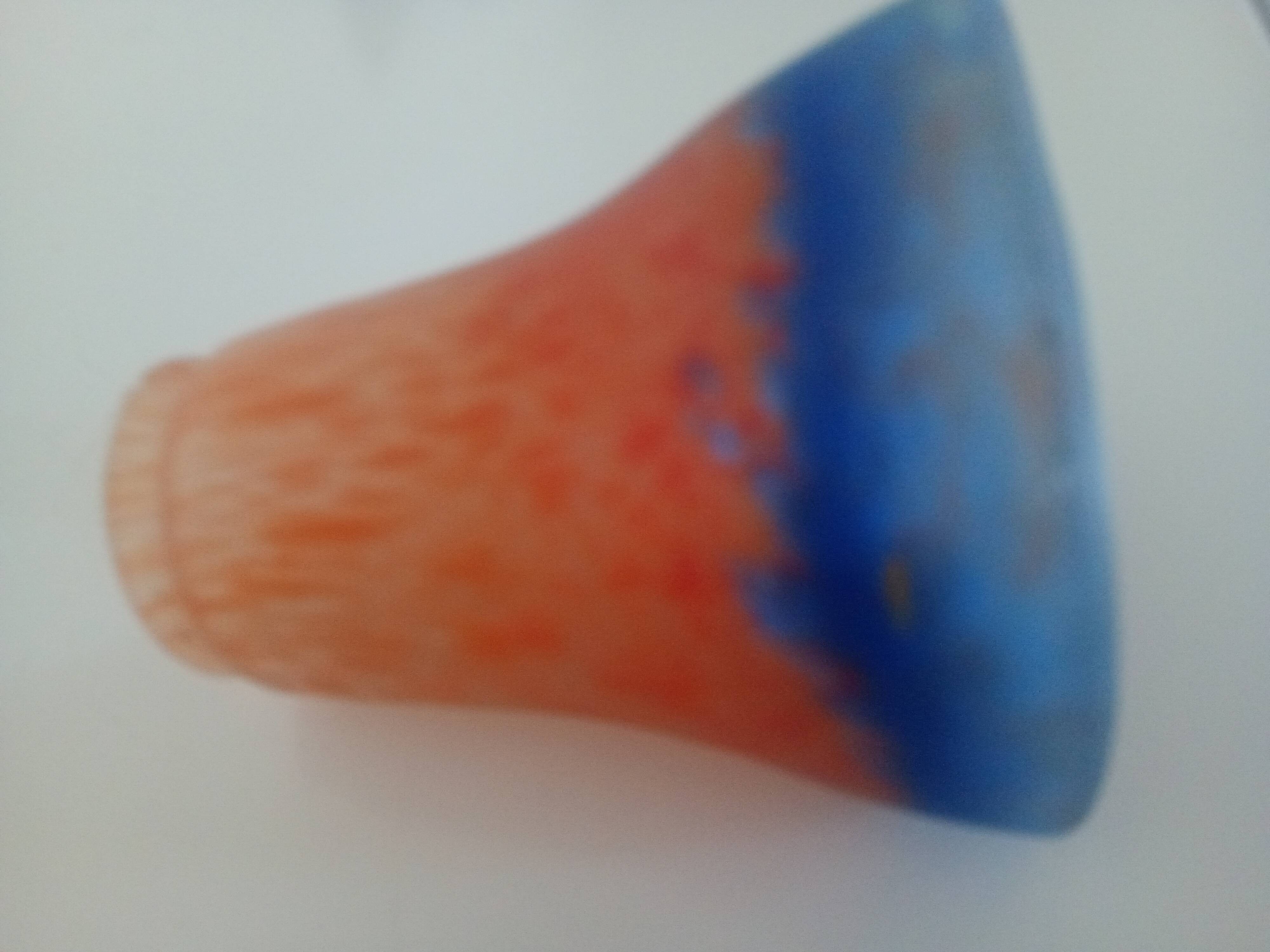 MULLER FRERES LUNEVILLE - TULIP GLASS speckled orange-blue - square base
