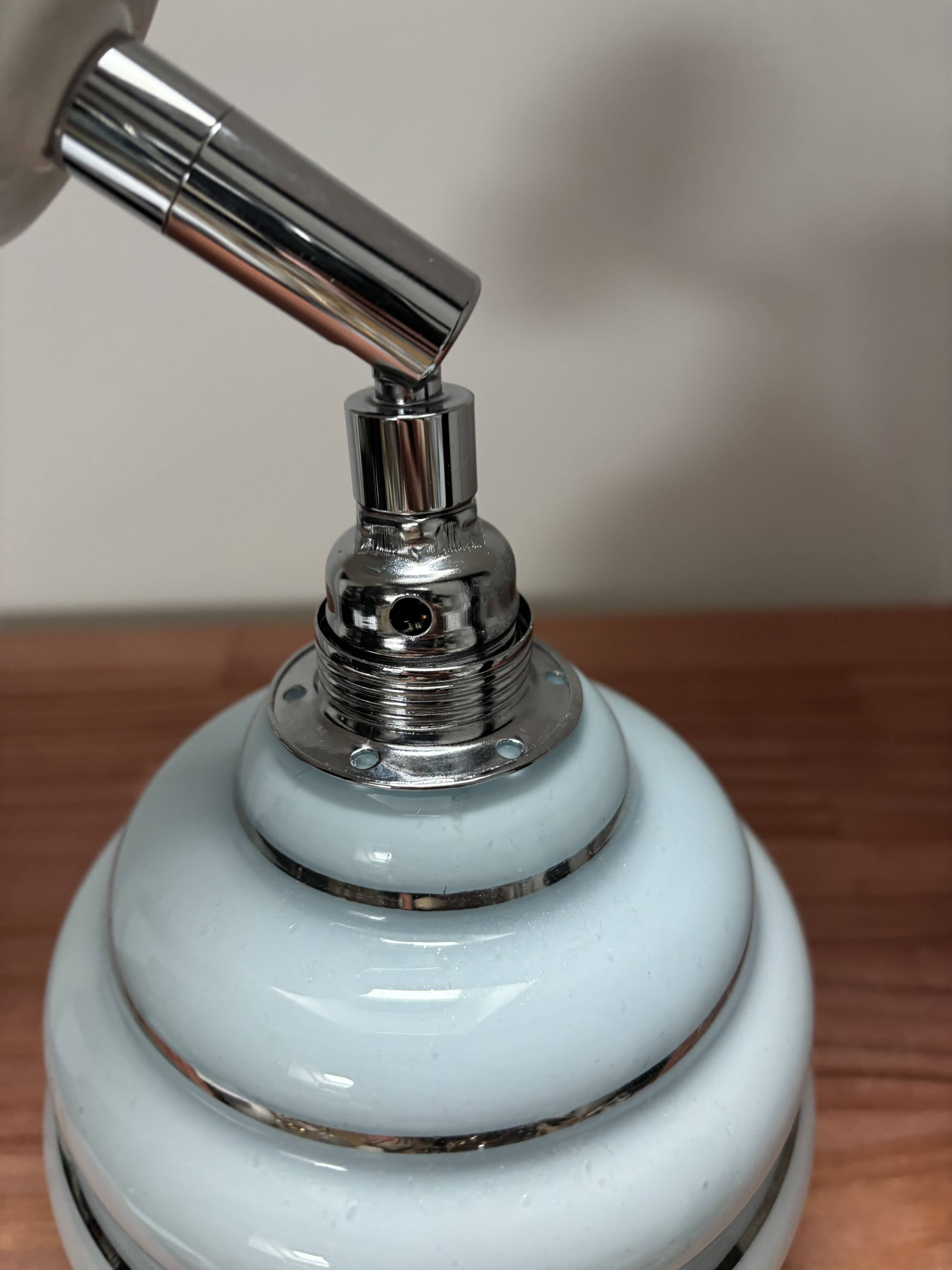 Blue and silver wall light