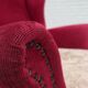 1970s, Danish highback armchair, furniture velour, ash wood legs.