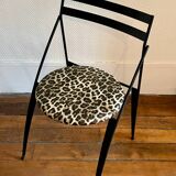 Pair of folding chairs with leopard seats, 1980