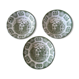 Large cups or caps plates Old Inns Series Staffordshire England