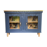 Meuble vitrine Art Déco bleu grisé